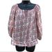 Zara Tops | 5/$15 Zara Basic | Boho Floral Blouse | Small | Color: Green/Pink | Size: S