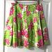 Lilly Pulitzer Skirts | Lilly Pulitzer Skirt Floral Pink Green Pleated 6 | Color: Green/Pink | Size: 6