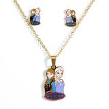 Disney Accessories | Just In! Frozen Necklace And Earrings Set! | Color: Blue/White | Size: Osg