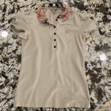 Burberry Tops | Burberry Peter Pan Collar Polo (Xs) | Color: Cream | Size: Xs