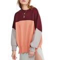 Free People Sweaters | Free People Easy Street Colorblock Sweater Medium | Color: Orange/Red | Size: M
