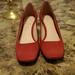 Kate Spade Shoes | Kate Spade Suede Leather Chunky Heels,Size 9 1/2 M | Color: Red | Size: 9.5