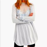 Free People Tops | Fre People Boho Saheli Embroidered Blue Top Blouse Tunic Long Sleeves Small | Color: Blue/Silver | Size: S