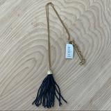J. Crew Jewelry | J Crew Navy Beaded Tassel Necklace | Color: Blue/Gold | Size: Os
