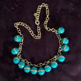 J. Crew Jewelry | J Crew Blue Green Bauble Chain Necklace | Color: Blue/Gold/Green | Size: Os