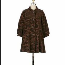 Anthropologie Jackets & Coats | Anthropologie Elevenses Tapestry Float Coat | Color: Brown | Size: 4