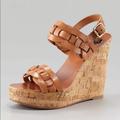 Tory Burch Shoes | Calyca Tory Burch Natural Leather Platform Shoes | Color: Tan | Size: 7