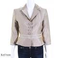 Anthropologie Jackets & Coats | Kay Unger Classy Beige/Wht Pleated Buttonup Blazer | Color: Tan/White | Size: 4