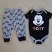 Disney Matching Sets | Disney Baby Mickey Matching Onesie W/Pants - 3-6m | Color: Black/Gray | Size: 3-6mb