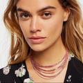 Free People Jewelry | Free People Pink Golden Divine Delicate Necklace | Color: Gold/Pink | Size: Os