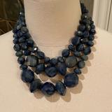 Kate Spade Jewelry | Kate Spade Large Faceted Blue Beaded Necklace | Color: Blue/Gold | Size: 18 Inches With A 2 Inch Extender