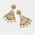 J. Crew Jewelry | New J. Crew Crystal Flower Statement Earrings | Color: Gold/Silver | Size: Os