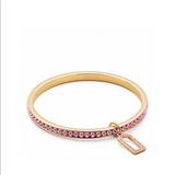 Coach Jewelry | Coach Pink Swarovski Crystal Bangle Bracelet | Color: Gold/Pink | Size: 7 1/2” Inner Circumference