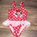 Disney Swim | Disney Baby Dotted Minnie Swimsuit Size 24m | Color: Red/White | Size: 2tg