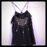 Free People Tops | Free People Sequined Beaded Tank Size 6 | Color: Tan | Size: 6