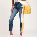 Levi's Jeans | Levi’s Medium Wash Cropped Colorblock Denim | Color: Blue/Yellow | Size: 26