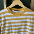 Brandy Melville Tops | Brandy Melville Stripped Shirt | Color: White/Yellow | Size: S