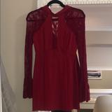 Free People Dresses | Free People Lace Dress With Tie Back Size Xs | Color: Red | Size: Xs