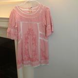 Free People Dresses | Free People Short Sleeve Dress | Color: Pink/White | Size: S
