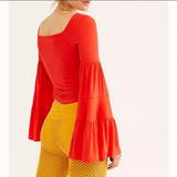Free People Tops | Free People Babetown Bell Sleeve Top | Color: Red | Size: L