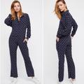 Free People Pants & Jumpsuits | Free People Long Sleeve Tribal Printed Jumpsuit | Color: Blue/White | Size: Xs