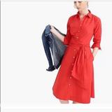 J. Crew Dresses | J. Crew Tie Waist Poplin Pocket Dress | Color: Red | Size: 0