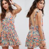 Free People Dresses | Free People Nwt Dear You Mini Floral Dress | Color: Blue/Orange | Size: M