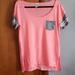 Pink Victoria's Secret Tops | Neon High Low Tshirt From Vs Pink | Color: Gray/Pink | Size: M