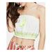 Free People Tops | Free People Womens Beige Sleeveless Strapless Crop | Color: Cream/Green | Size: S