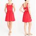 J. Crew Dresses | J Crew Red Cotton Linen Apron Bow Dress Size Xs | Color: Red | Size: Xs