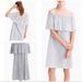 J. Crew Dresses | J. Crew Pleated Stripe Cotton Off-Shoulder Dress S | Color: Gray/White | Size: S