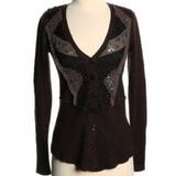 Free People Sweaters | Free People Vintage Silk Lace Sequin Cardigan | Color: Brown/Tan | Size: Xs
