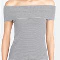 J. Crew Tops | J Crew Off Shoulder Striped Tee Orange/Red | Color: Black/Orange/Red | Size: Xs