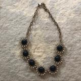 J. Crew Jewelry | J. Crew Navy And Crystal Flower Statement Necklace | Color: Blue/Gold | Size: Os