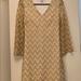 Lilly Pulitzer Dresses | Lilly Pulitzer Gold/White Chevron Dress. Size S | Color: Gold/White | Size: S
