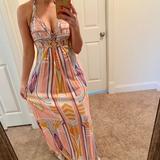 Jessica Simpson Dresses | Jessica Simpson Ikat Halter Maxi Dress | Color: Orange/Pink | Size: Xs