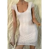 Free People Dresses | Free People Cream Ecru Bodycon Crochet Dress Xs | Color: Cream | Size: Xs