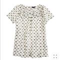 J. Crew Tops | J.Crew Bow Neck Top In Bow Print Size 4 Silk | Color: Cream | Size: 4