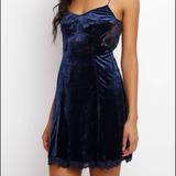 Free People Dresses | Free People (Intimately) Cheeky Velvet Slip Dress | Color: Blue | Size: S