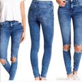 Free People Jeans | Fp High Rise Busted Knee Skinny Jeans,Size 28,New | Color: Blue | Size: 28