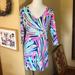 Lilly Pulitzer Dresses | Lilly Pulitzer Xs Pullover V-Neck Dress Vivid Strips 100% Pima Cotton $148 New | Color: Blue/Pink | Size: Xs