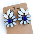 J. Crew Jewelry | Jcrew Blue Crystal Statement Earrings | Color: Blue/Gold | Size: Various