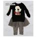 Disney Matching Sets | Disney Black #Mickey Sweater W/ Grey Mickey Mouse Tutu Leggings, 18 Mos | Color: Black/Gray | Size: 18mb