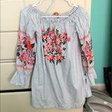 Free People Dresses | Free People Off The Shoulder Dress Size Small | Color: Blue/Pink | Size: S