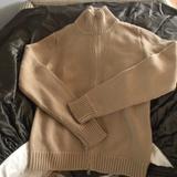 J. Crew Sweaters | J Crew Cotton Funnelneck Zip-Up Sweater | Color: Tan | Size: M