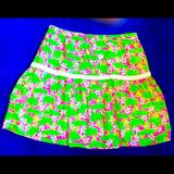 Lilly Pulitzer Bottoms | Lily Pulitzer Lined Hippo And Lace Skirt Girls 16 | Color: Green/Pink | Size: 16g