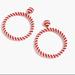 J. Crew Jewelry | J. Crew Beaded Drop-Hoop Earrings | Color: Red/White | Size: 2” Length X 3” Width