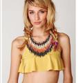 Free People Swim | Fp Sophia Ruffle Bikini Top | Color: Gold/Yellow | Size: M