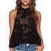 Free People Tops | Free People Womens New Black Sheer Ruffled Embroid | Color: Black | Size: S