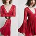 Free People Dresses | Free People- Lace Dress W/ Bell Sleeves (M) | Color: Pink | Size: M